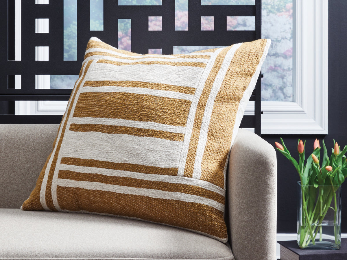 Bay Furniture Gallery - Ashley Furniture - Darrman Pillows - Pillow (4/CS) / Ochre/Ivory - A1001116
