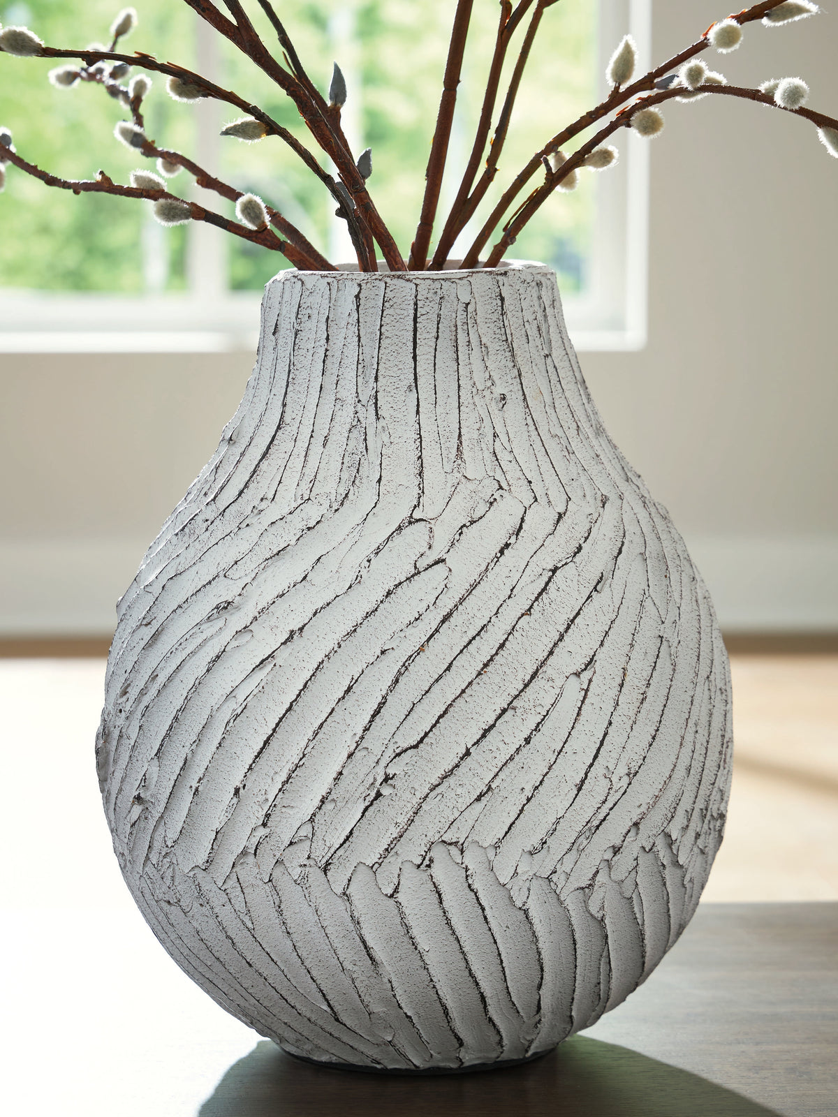Bay Furniture Gallery - Ashley Furniture - Shelvie Vase - Vase / Distressed White - A2000849