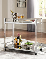 Bay Furniture Gallery - Ashley Furniture - Chaseton Bar Cart - Bar Cart / Clear/Silver Finish - A4000501