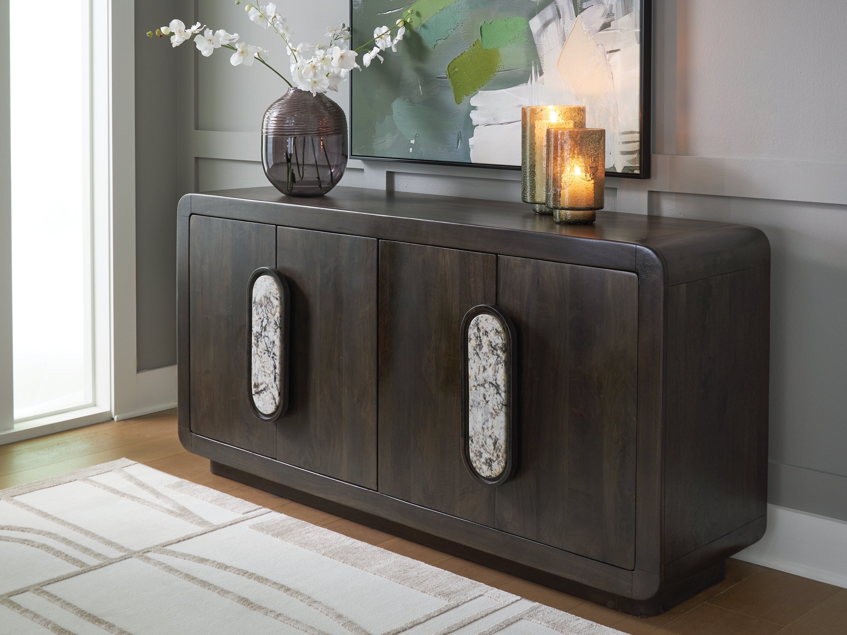 Bay Furniture Gallery - Ashley Furniture - Elliston Accent Cabinet - Accent Cabinet / Espresso Brown - A4000683