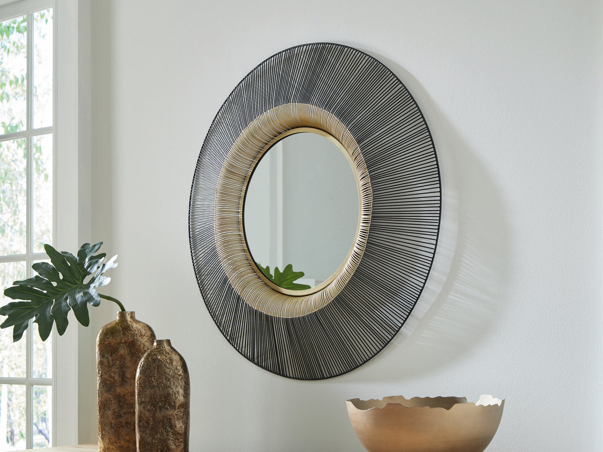 Bay Furniture Gallery - Ashley Furniture - Dallmen Mirror - Accent Mirror / Black/Gold Finish - A8010407