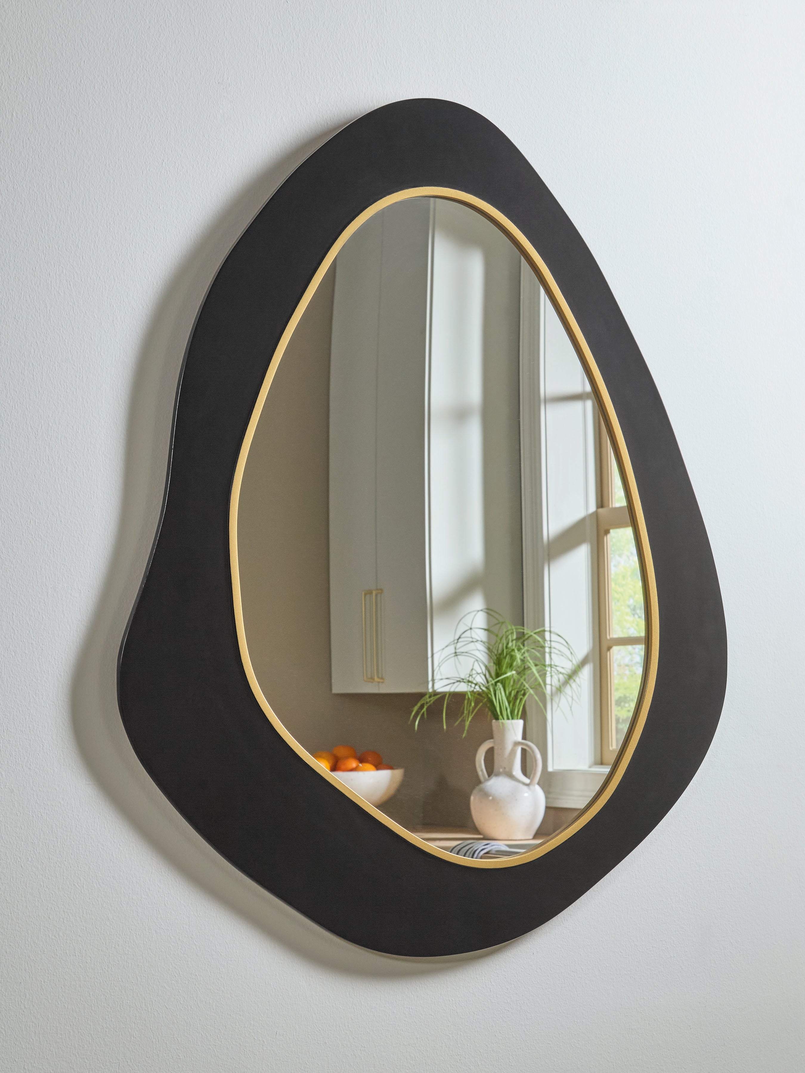 Bay Furniture Gallery - Ashley Furniture - Kierlock Mirror - Accent Mirror / Black/Gold Finish - A8010414
