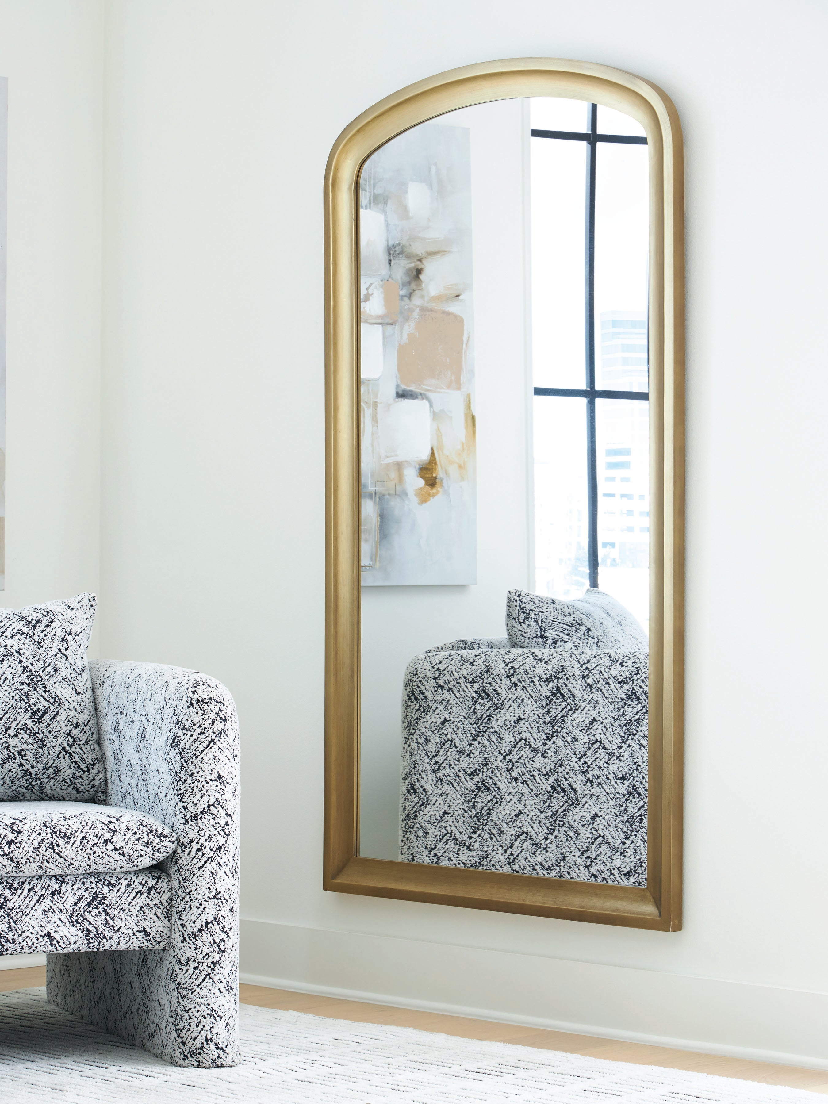 Bay Furniture Gallery - Ashley Furniture - Fintan Mirror - Floor Mirror / Gold Finish - A8010436