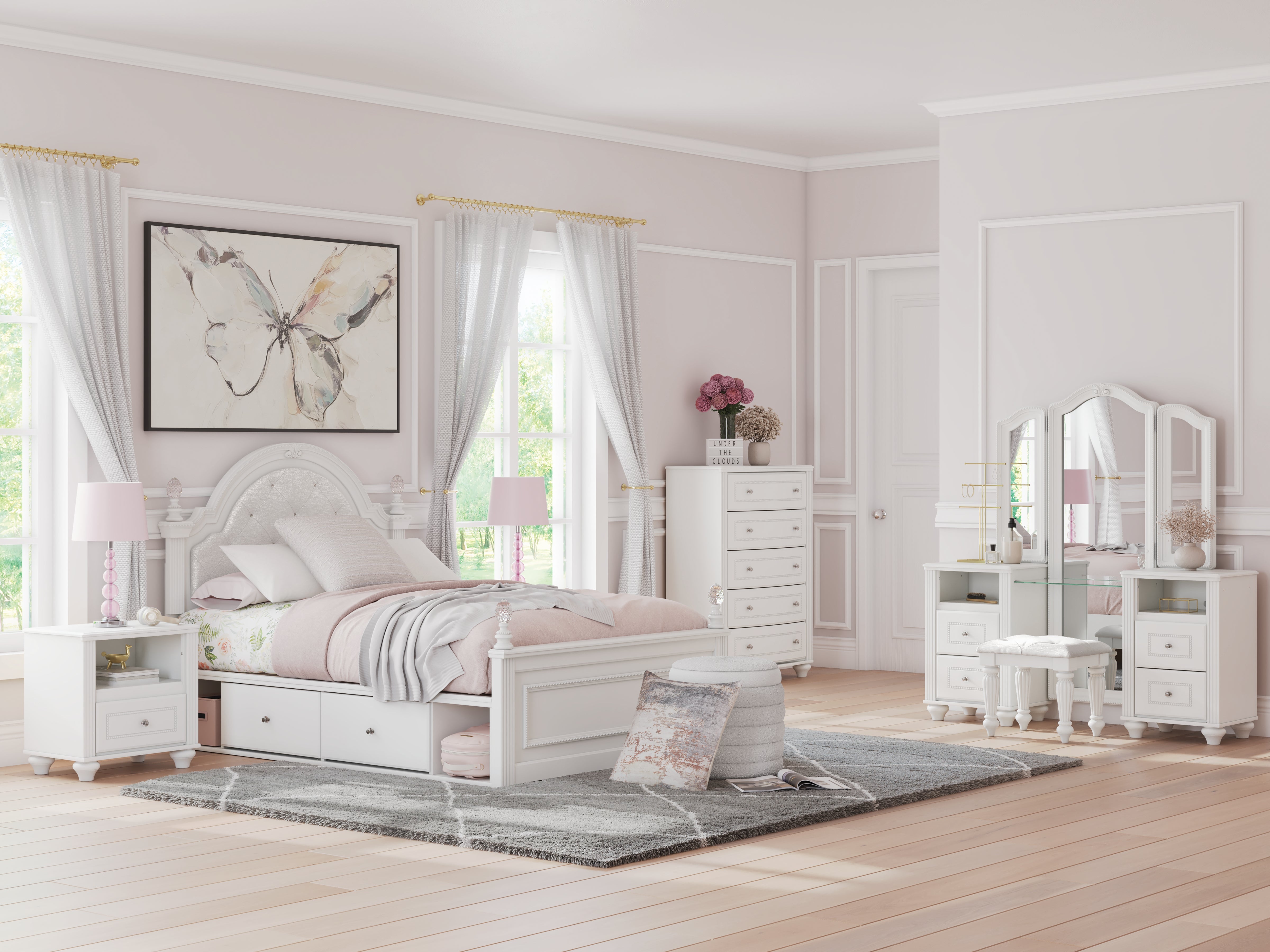 Bay Furniture Gallery - Ashley Furniture - Kozlani Bedroom - One Drawer Night Stand / White - PCB1819-91