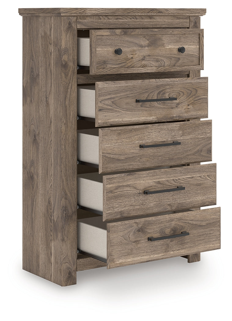 Bay Furniture Gallery - Ashley Furniture - Rusticott Bedroom - Five Drawer Chest / Brown - PCB2260-46