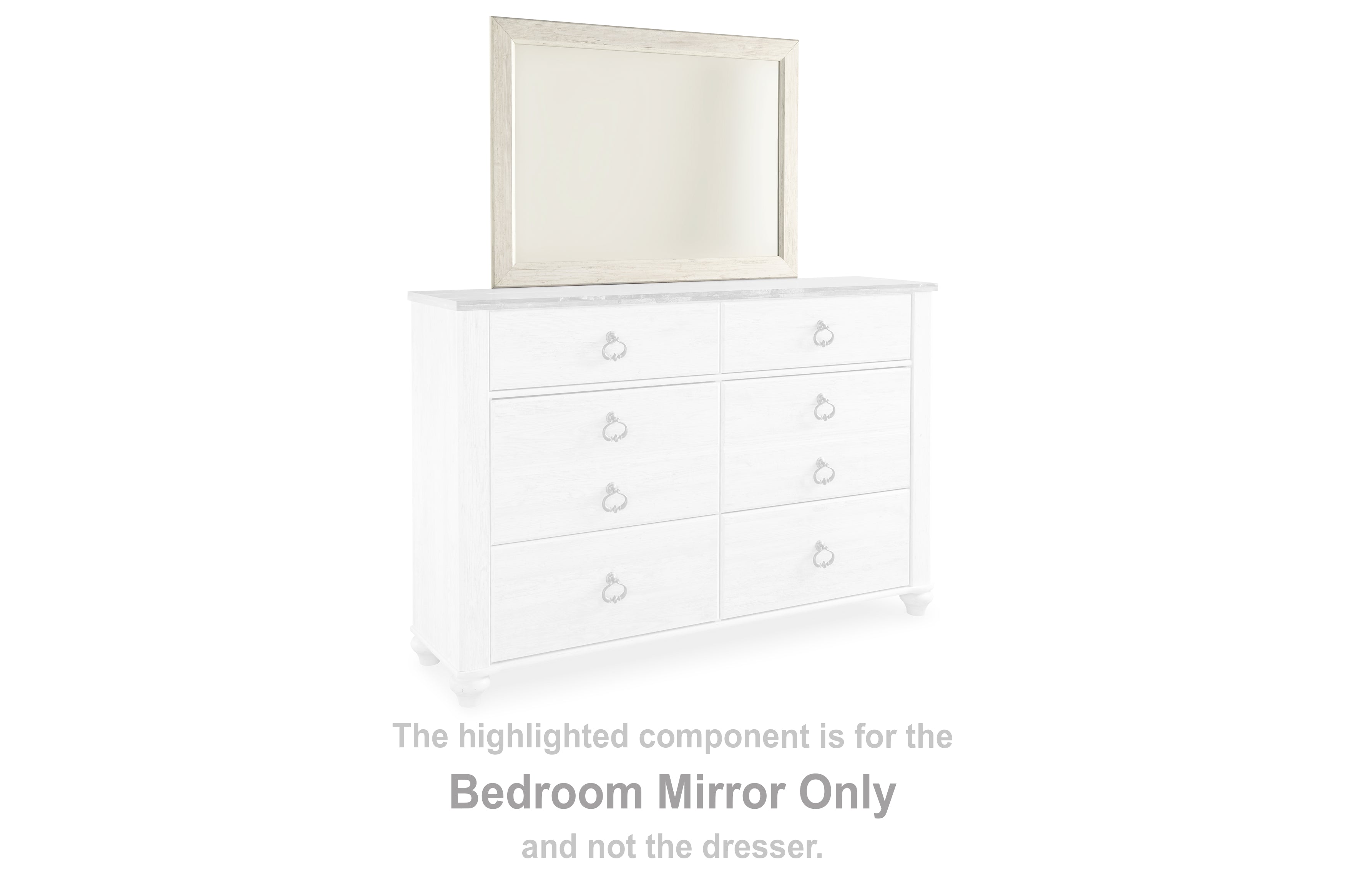 Bay Furniture Gallery - Ashley Furniture - Willowton Bedroom - Bedroom Mirror / Whitewash - B267-36