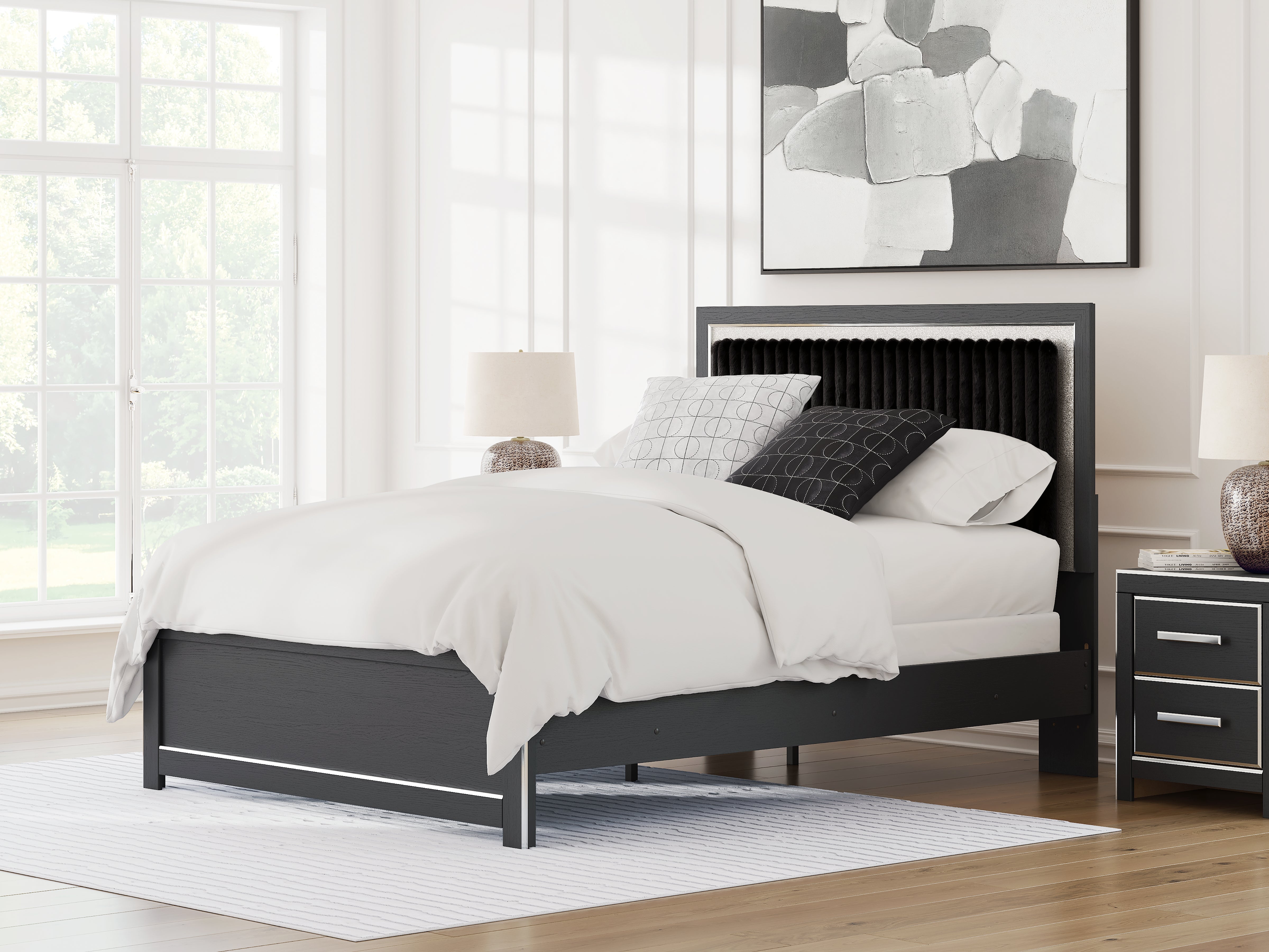 Bay Furniture Gallery - Ashley Furniture - Zuraleus Bedroom - Queen Upholstered Panel Bed / Black - PCB3380B6
