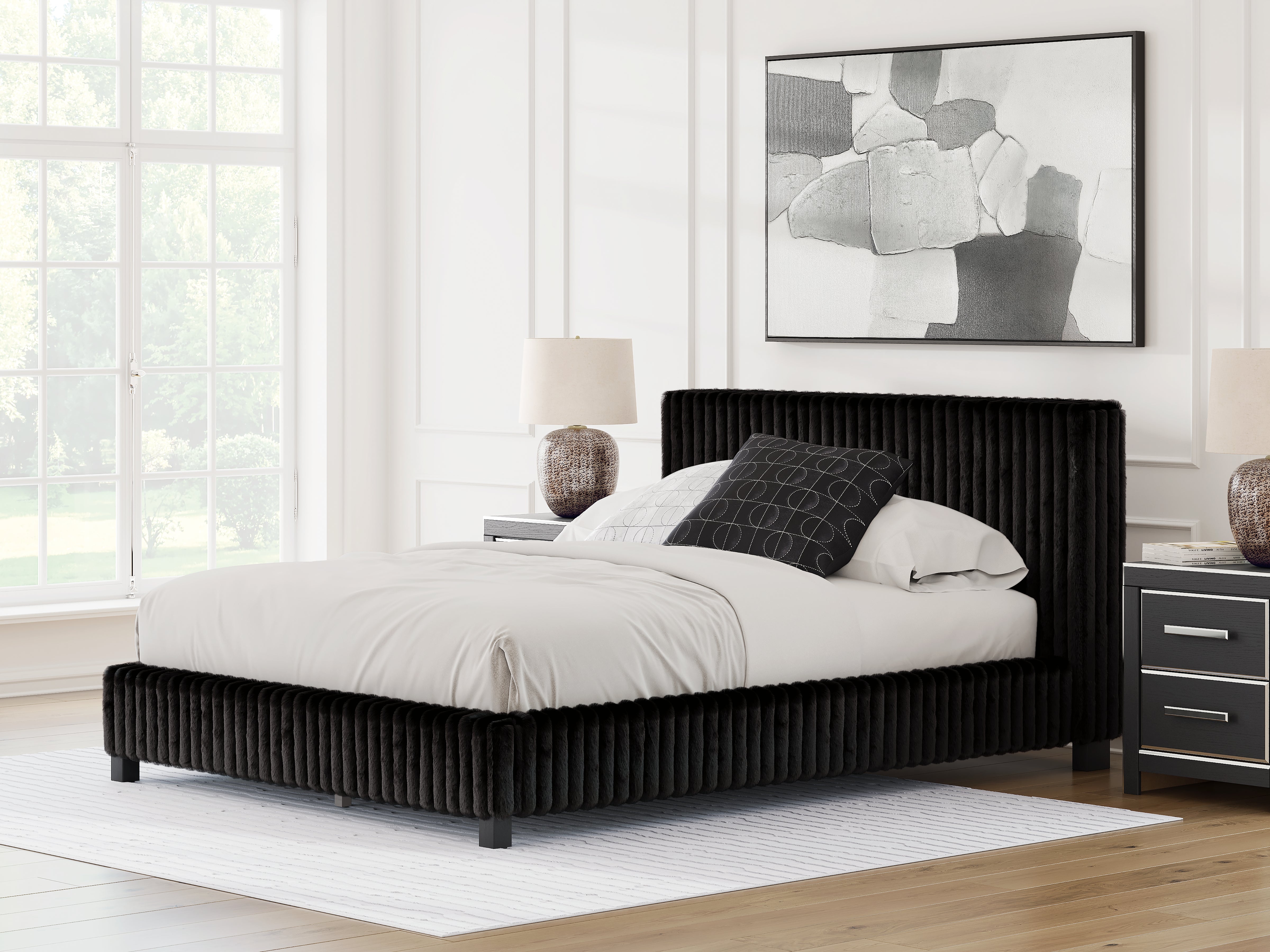 Bay Furniture Gallery - Ashley Furniture - Zuraleus Bedroom - Queen Upholstered Bed / Black - PCB3380B8