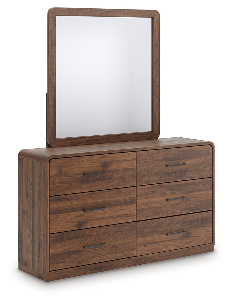 Bay Furniture Gallery - Ashley Furniture - Fortlorn Bedroom - Dresser and Mirror / Walnut Brown - PCB386B1