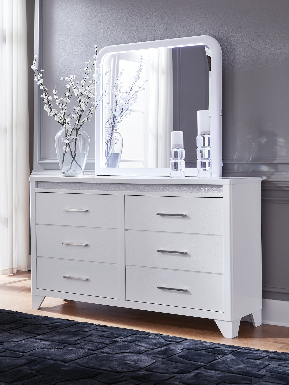 Bay Furniture Gallery - Ashley Furniture - Jarlee Bedroom - Four Drawer Chest / White - PCB392-46