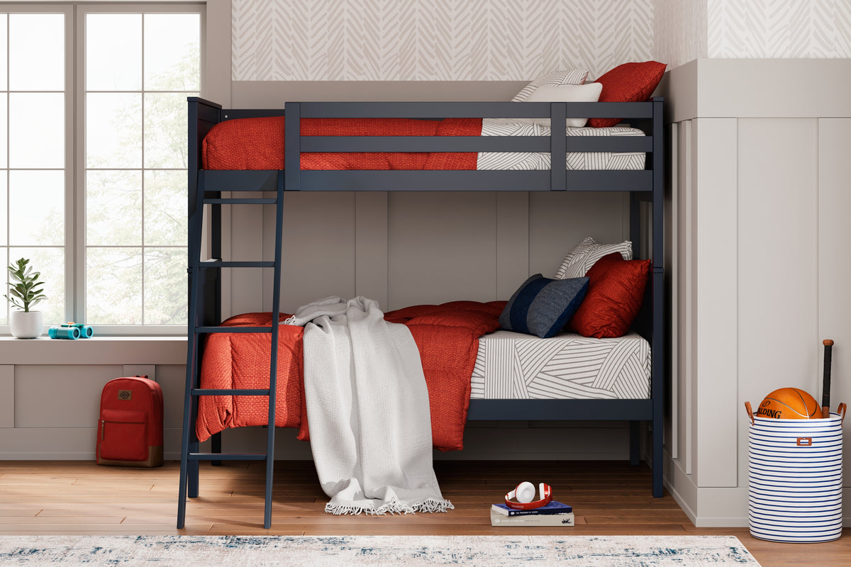 Bay Furniture Gallery - Ashley Furniture - Nextonfort Bedroom - Twin over Twin Bunk Bed / Blue - B396B2