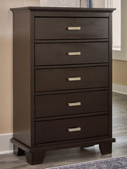 Bay Furniture Gallery - Ashley Furniture - Covetown Bedroom - Dresser and Mirror / Dark Brown - B441B1
