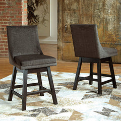 Bay Furniture Gallery - Ashley Furniture - Tallenger Dining Room - Counter Height Bar Stool (Set of 2) / Dark Gray - D380-624X2