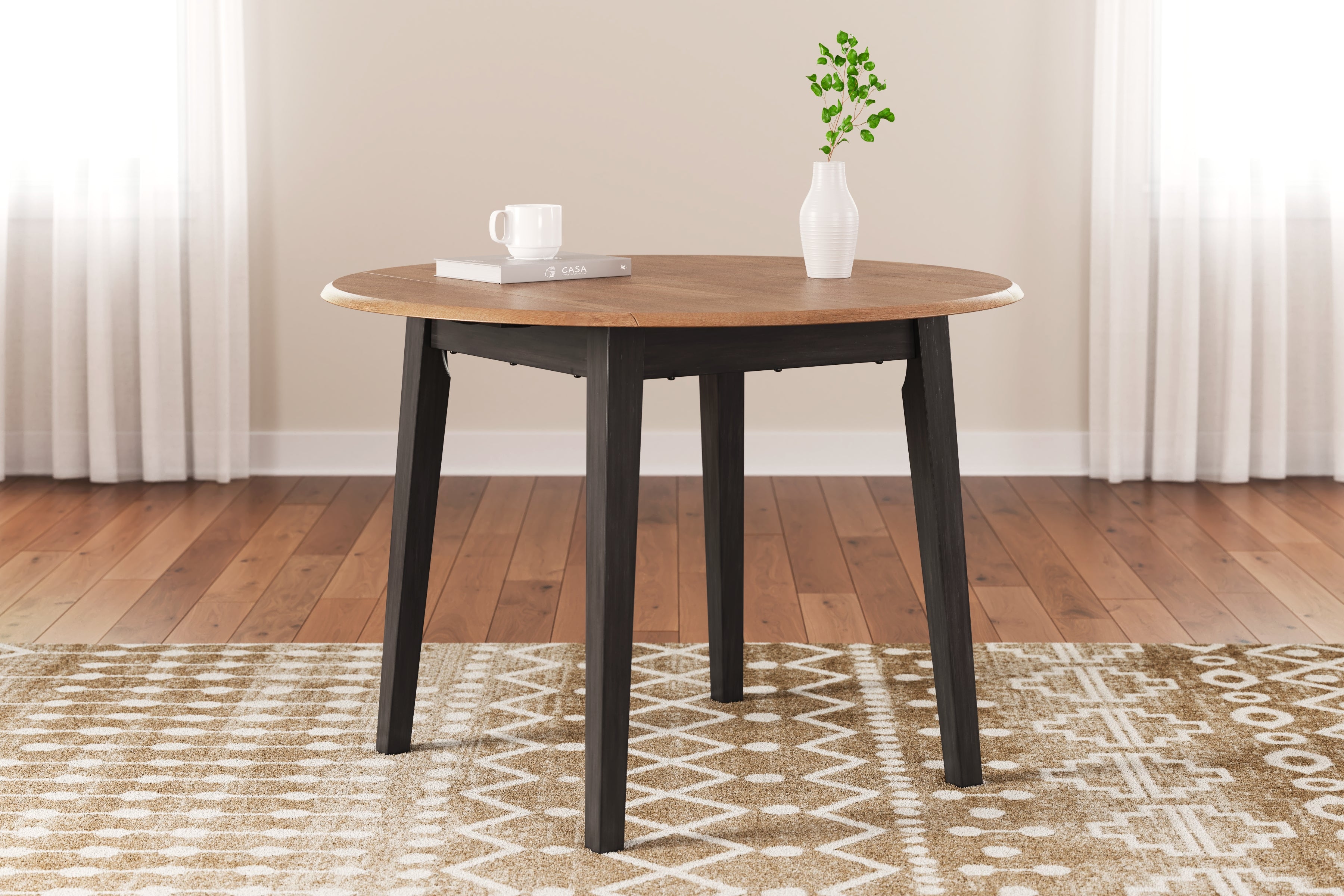 Bay Furniture Gallery - Ashley Furniture - Gesthaven Dining Room - Round DRM Drop Leaf Table / Natural/Brown - D396-15