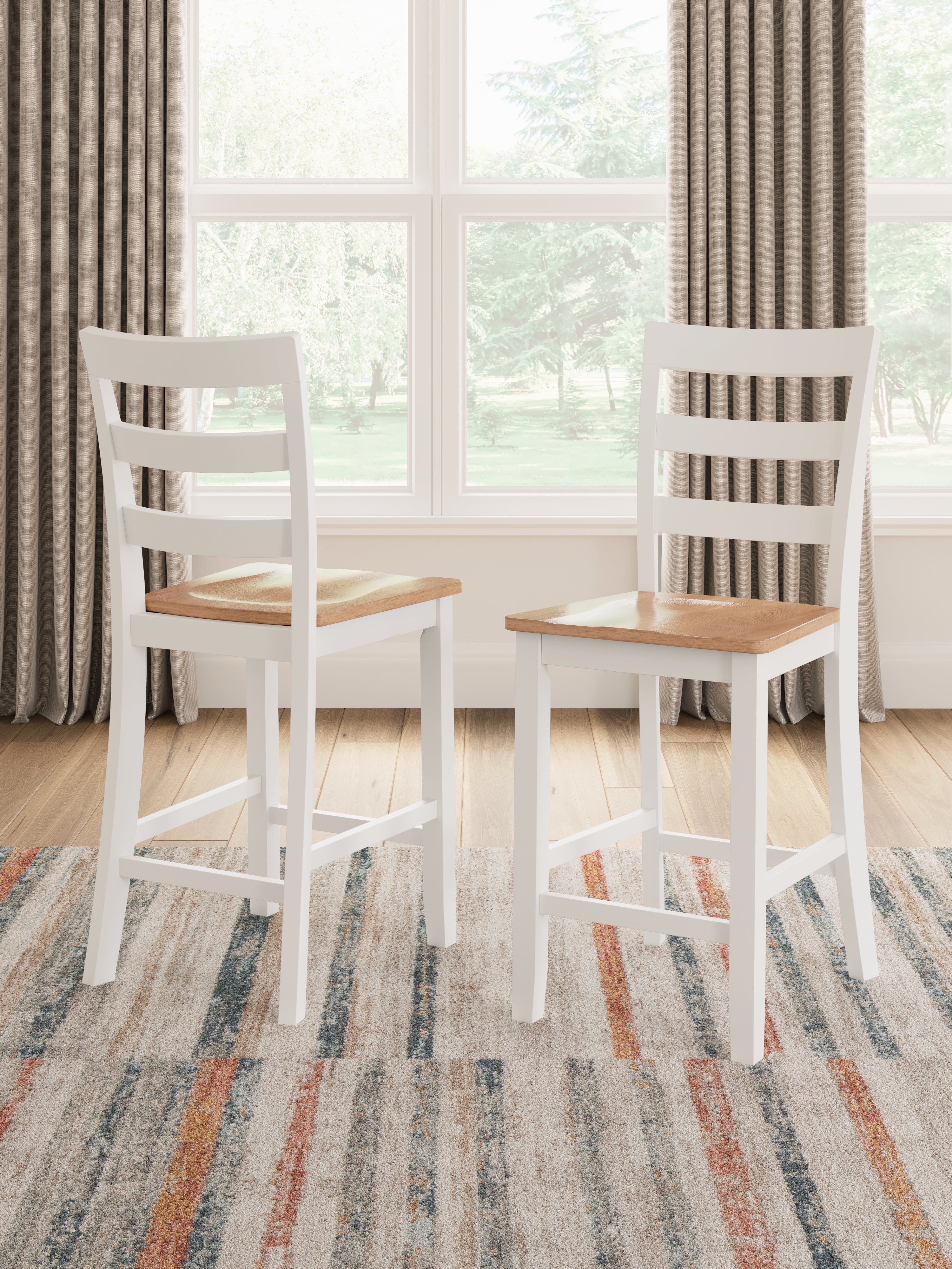 Bay Furniture Gallery - Ashley Furniture - Gesthaven Dining Room - Counter Height Barstool (Set of 2) / Natural/White - D398-124X2