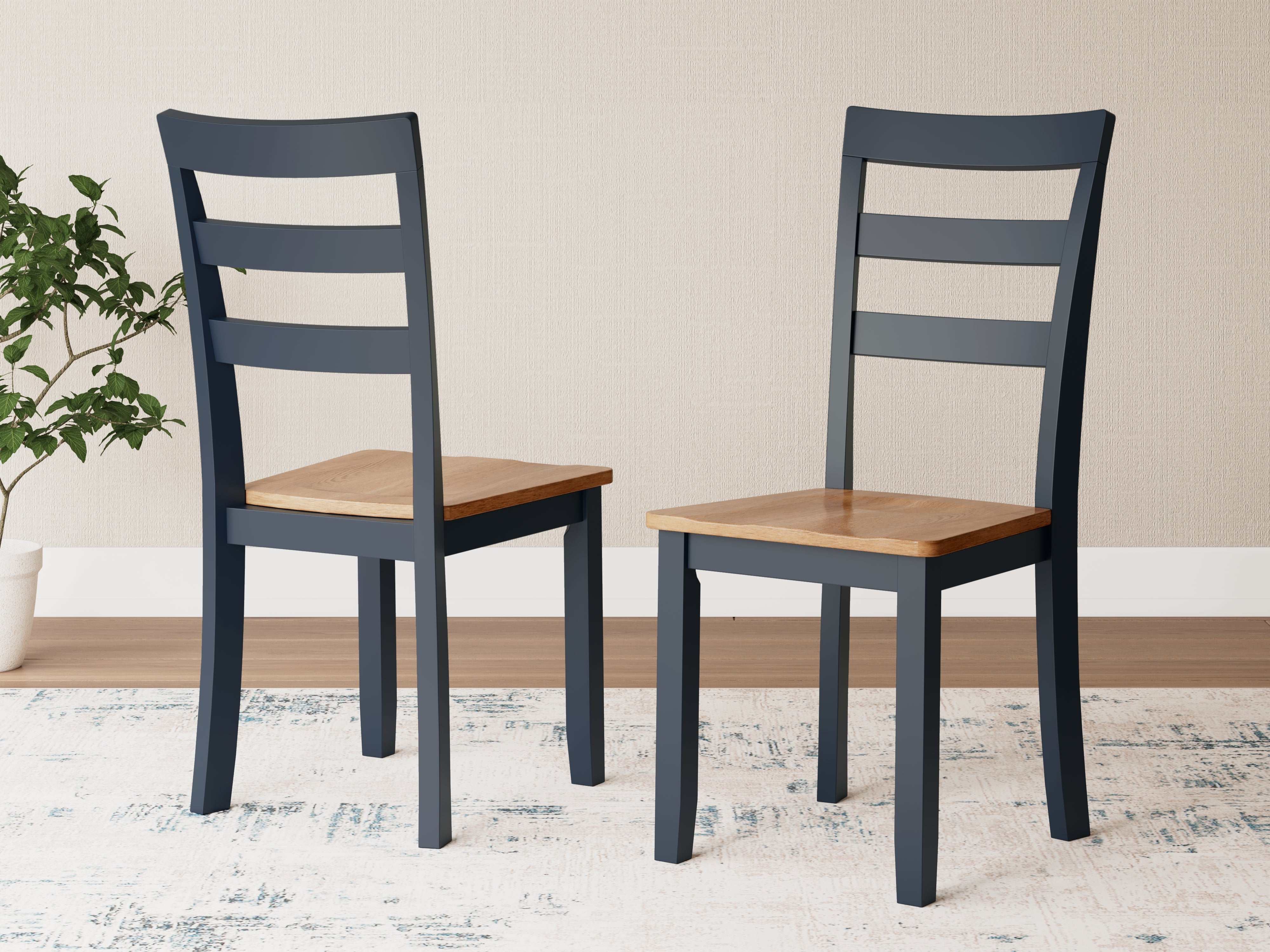 Bay Furniture Gallery - Ashley Furniture - Gesthaven Dining Room - Dining Chair (Set of 2) / Natural/Blue - D399-01X2