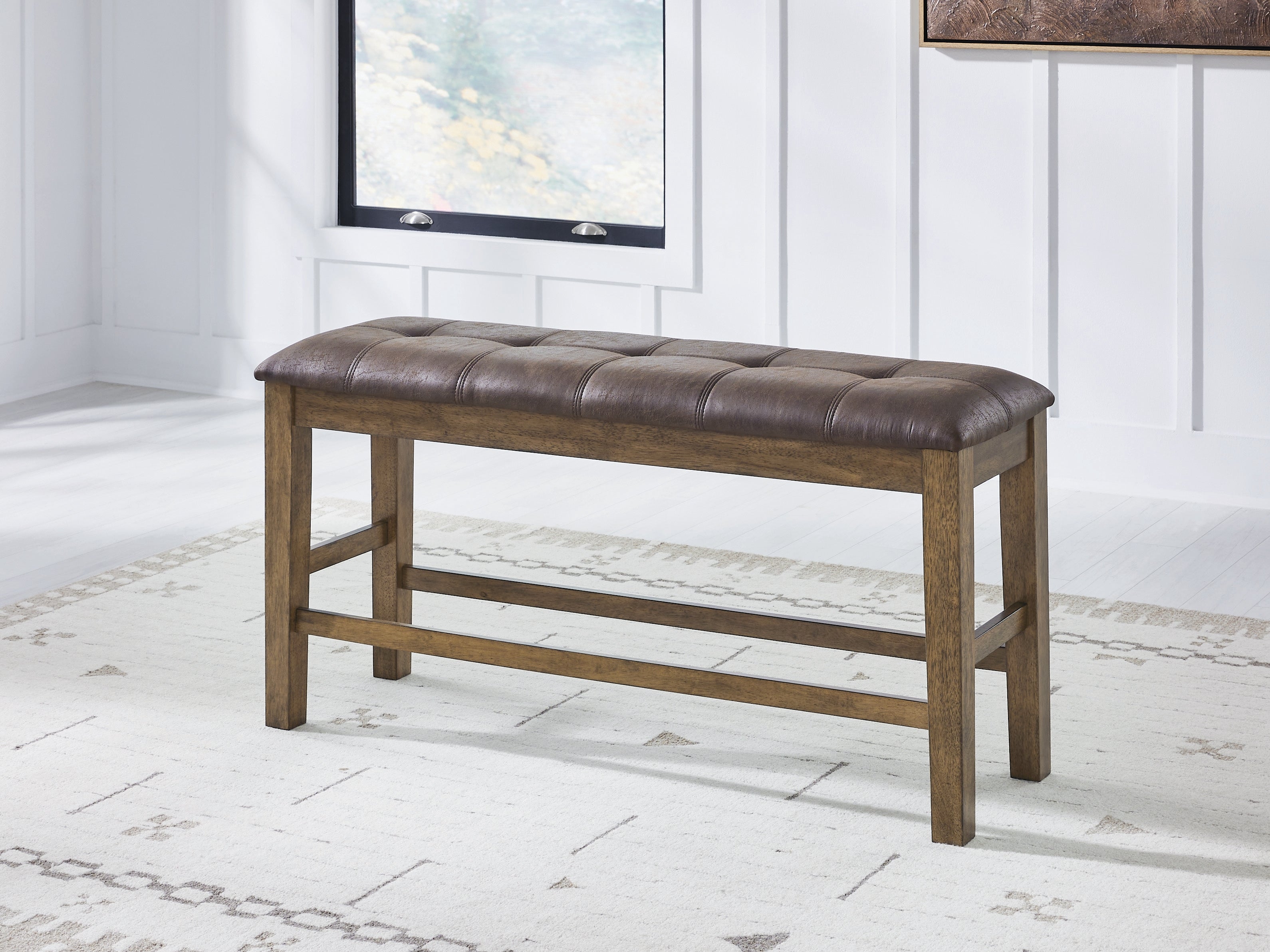 Bay Furniture Gallery - Ashley Furniture - Urbinforte Dining Room - DBL Counter UPH Bench (1/CN) / Light Brown / 50"W x 16"D x 26"H - PCD592-09