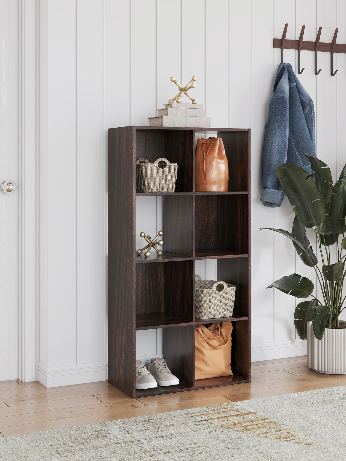 Bay Furniture Gallery - Ashley Furniture - Glosmount Eight Cube Organizer - Eight Cube Organizer / Cherry/Light Brown - EA1055-4X2