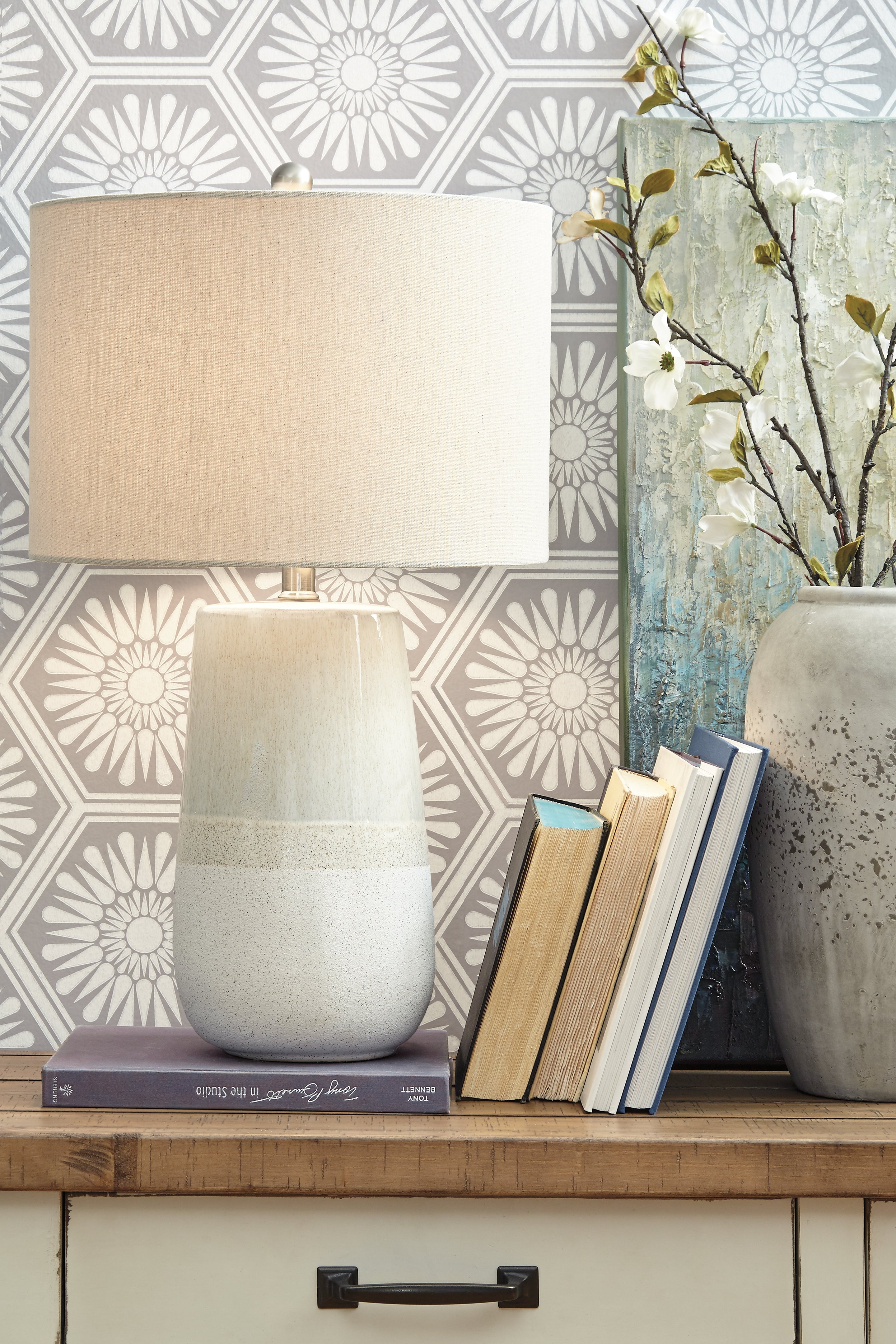 Bay Furniture Gallery - Ashley Furniture - Shavon Lighting - Table Lamp (Set of 2) / Beige/White - L100724X2