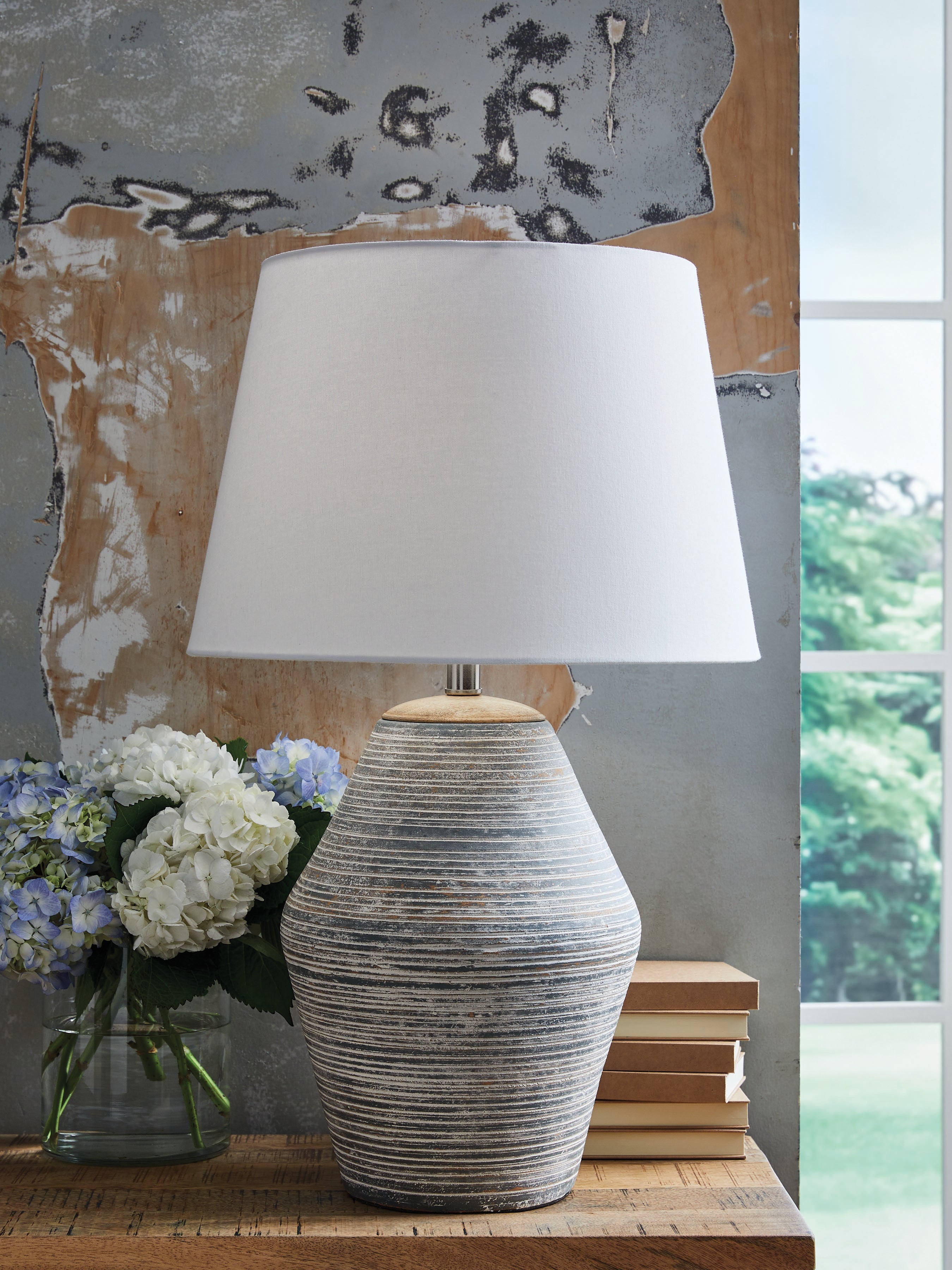 Bay Furniture Gallery - Ashley Furniture - Lawrock Lighting - Terracotta Table Lamp (1/CN) / Antique Blue - L100834