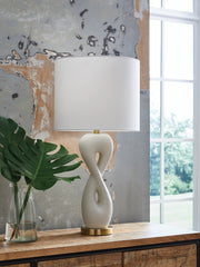 Bay Furniture Gallery - Ashley Furniture - Judrich Lighting - Poly Table Lamp (1/CN) / White/Gold Finish - L236024