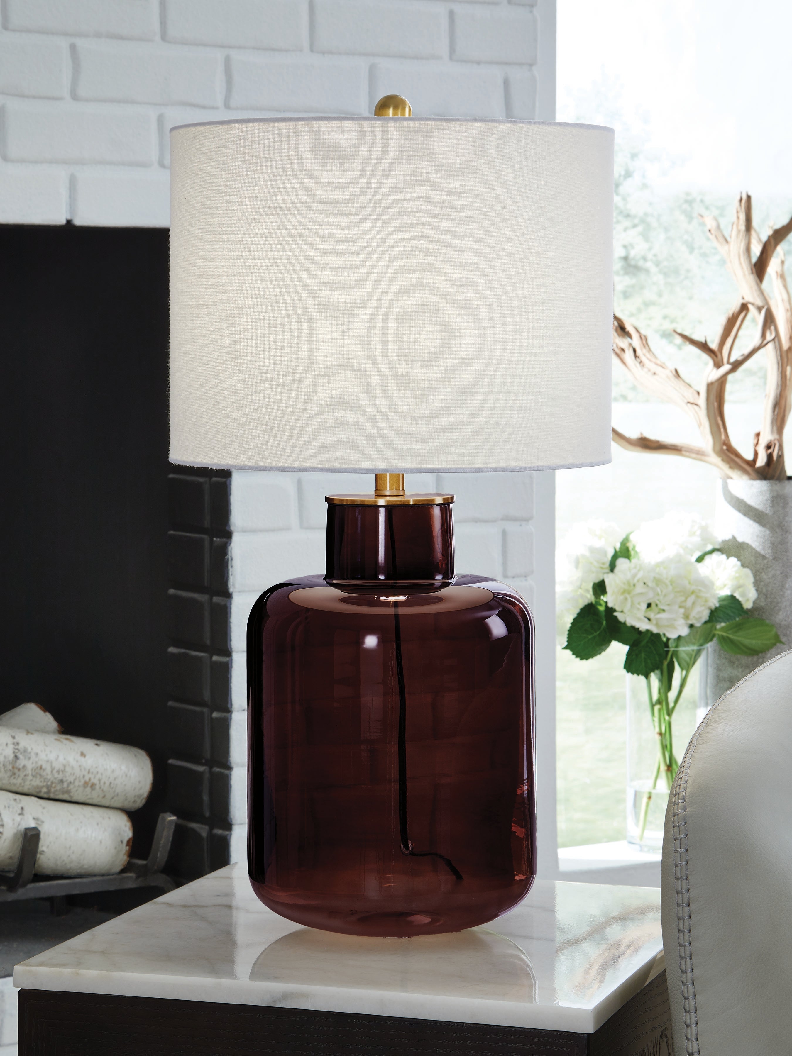 Bay Furniture Gallery - Ashley Furniture - Mette Lighting - Glass Table Lamp (1/CN) / Brown/Gold Finish - L430924