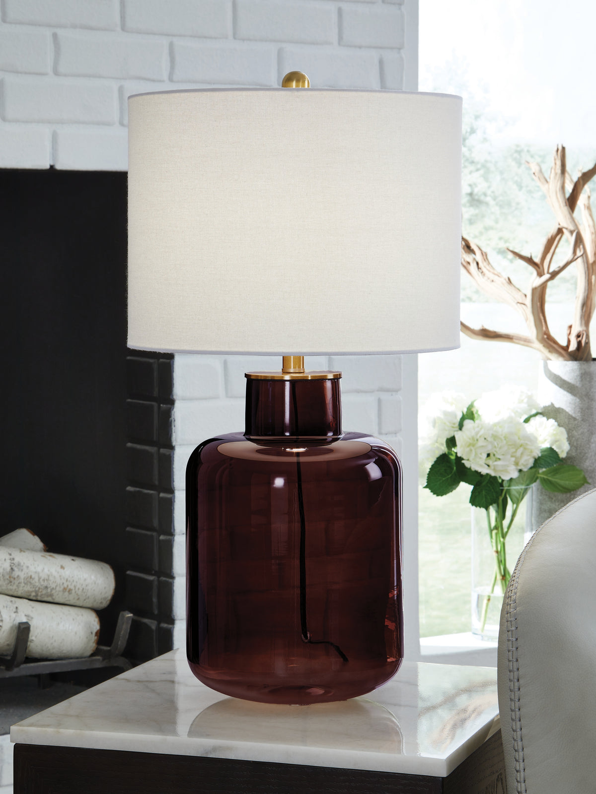 Bay Furniture Gallery - Ashley Furniture - Mette Lighting - Glass Table Lamp (1/CN) / Brown/Gold Finish - L430924
