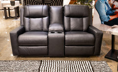 Bay Furniture Gallery - Ashley Furniture - Mackmenville Living Room - DBL Rec Loveseat w/Console / Carbon - 7471394