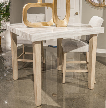 Bay Furniture Gallery - Ashley Furniture - Larawyn Dining Room - Square DRM Counter Table / Bisque - PCD575-13