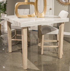 Bay Furniture Gallery - Ashley Furniture - Larawyn Dining Room - Square DRM Counter Table / Bisque - PCD575-13