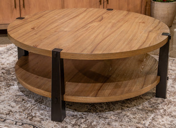 Bay Furniture Gallery - Ashley Furniture - Ridgester Coffee Table - Round Cocktail Table - T518-8