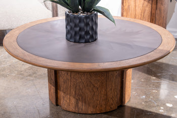 Bay Furniture Gallery - Ashley Furniture - Dontayne Coffee Table - Round Cocktail Table - T563-8