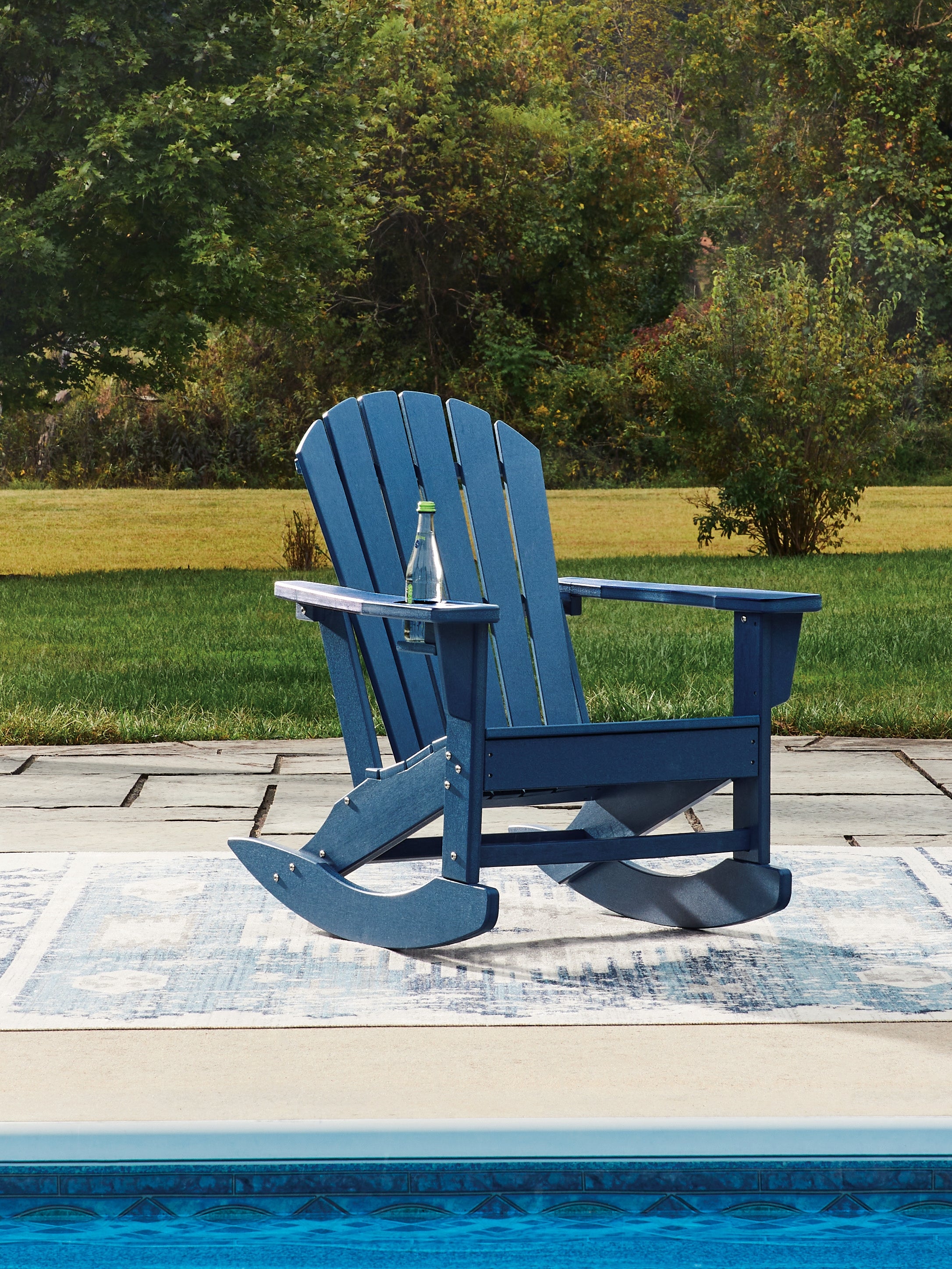 Bay Furniture Gallery - Ashley Furniture - Sundown Shores Outdoor - Rocking Chair / Blue - PCP019-827