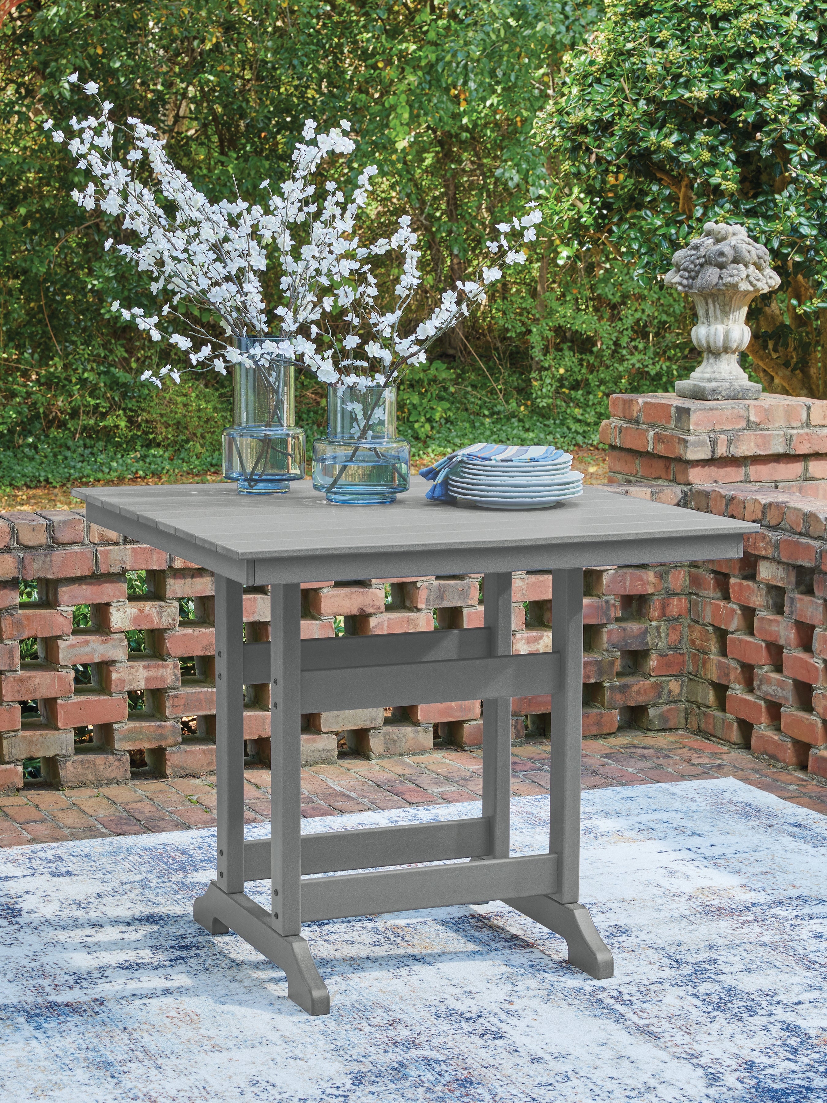 Bay Furniture Gallery - Ashley Furniture - Sanctuary Beach Outdoor - Square Counter TBL w/UMB OPT - PCP227-632