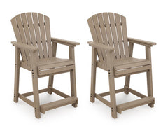 Bay Furniture Gallery - Ashley Furniture - Seacliff Beach Outdoor - Barstool (Set of 2) / Medium Brown - PCP228-124