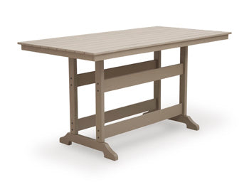 Bay Furniture Gallery - Ashley Furniture - Seacliff Beach Outdoor - RECT COUNTER TABLE W/UMB OPT - PCP228-642