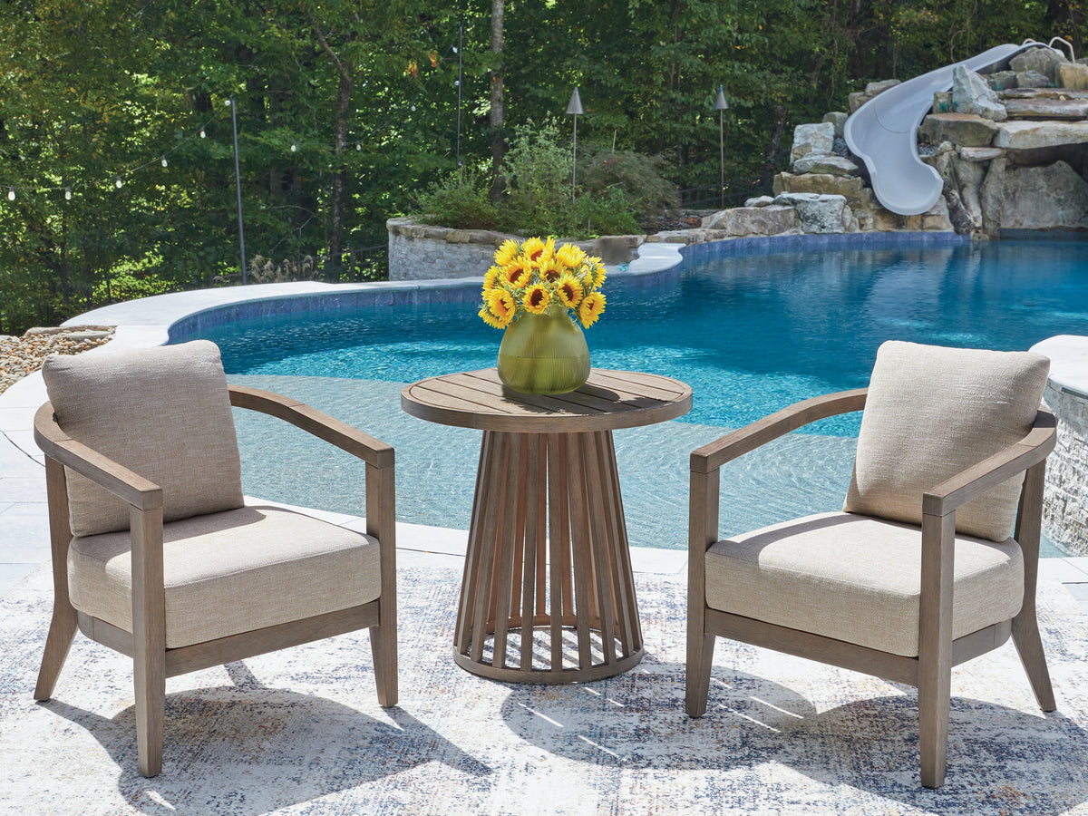 Bay Furniture Gallery - Ashley Furniture - Joy Lagoon Outdoor - Chairs w/CUSH/Table Set (3/CN) - PCP310-050