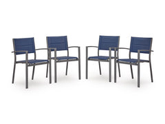 Bay Furniture Gallery - Ashley Furniture - Rocky Creek Outdoor - Sling Arm Chair (4/CN) / Blue/Gray - PCP326-601A
