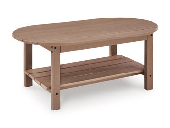 Bay Furniture Gallery - Ashley Furniture - Grover Beach Outdoor - Oval Cocktail Table / Driftwood - PCP422-700