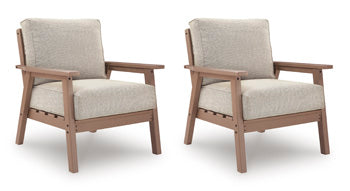 Bay Furniture Gallery - Ashley Furniture - Grover Beach Outdoor - Lounge Chair w/Cushion (Set of 2) / Driftwood - PCP422-820