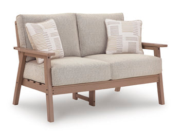 Bay Furniture Gallery - Ashley Furniture - Grover Beach Outdoor - Loveseat w/Cushion / Driftwood - PCP422-835