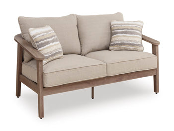 Bay Furniture Gallery - Ashley Furniture - Harmony Headlands Outdoor - Loveseat w/Cushion / Natural/Gray - PCP428-835