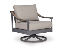 Bay Furniture Gallery - Ashley Furniture - Ocean Beach Outdoor - Swivel Lounge w/ Cushion / Gray - PCP510-821