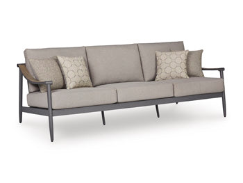 Bay Furniture Gallery - Ashley Furniture - Ocean Beach Outdoor - Sofa with Cushion / Gray - PCP510-838