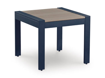 Bay Furniture Gallery - Ashley Furniture - East Beach Outdoor - Rectangular End Table / Navy Blue/Driftwood - PCP587-703