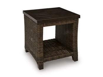 Bay Furniture Gallery - Ashley Furniture - Monterey Point Outdoor - Square End Table / Dark Brown - PCP760-702