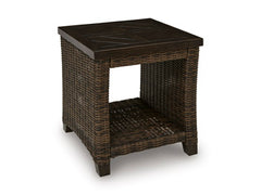 Bay Furniture Gallery - Ashley Furniture - Monterey Point Outdoor - Square End Table / Dark Brown - PCP760-702