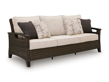 Bay Furniture Gallery - Ashley Furniture - Monterey Point Outdoor - Sofa with Cushion / Dark Brown - PCP760-838