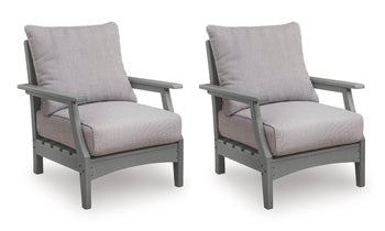 Bay Furniture Gallery - Ashley Furniture - Cove Beach Outdoor - Lounge Chair w/Cushion (Set of 2) / Gray - PCP803-820