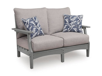 Bay Furniture Gallery - Ashley Furniture - Cove Beach Outdoor - Loveseat w/Cushion / Gray - PCP803-835